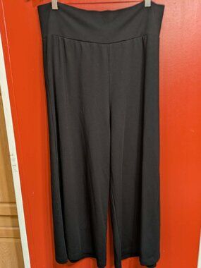 Bryn Walker Ultra Wide Leg Pants Black Modal Nylon Spandex Lagenlook Size Large